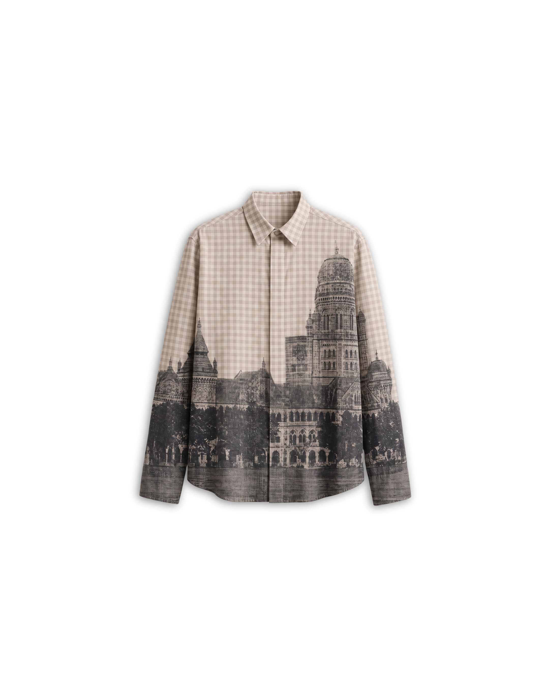 Mumbai Shirt Women - Cotton - Vintage - Beige - Check