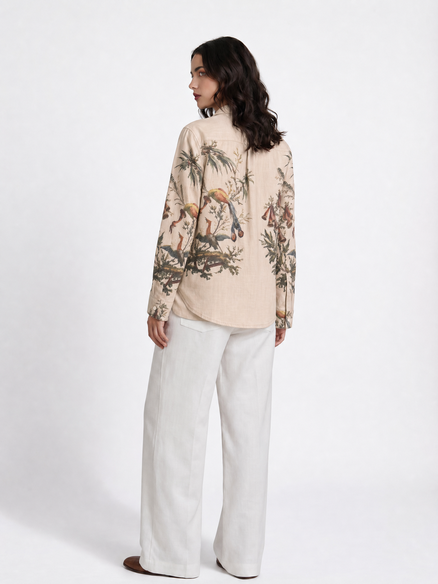 Aviary Bloom Shirt Women - Printed Giza Cotton Shirt