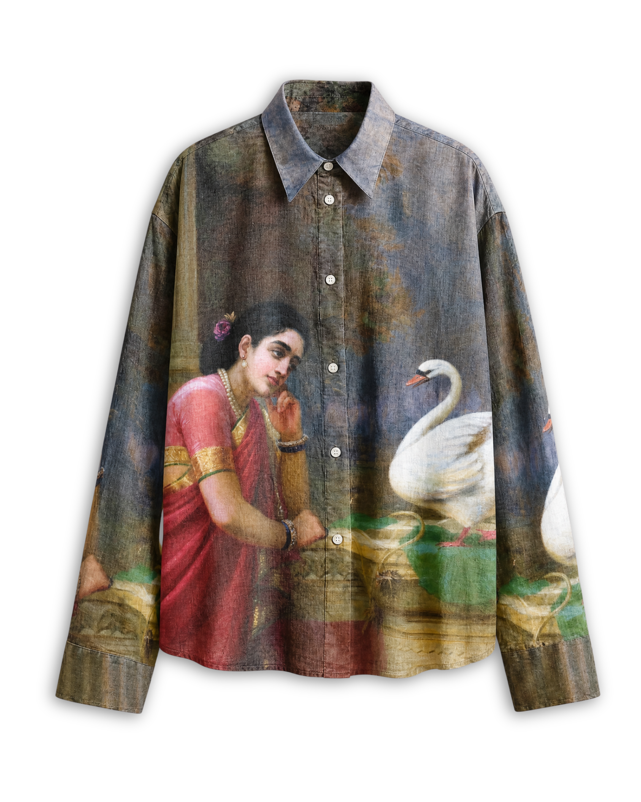 Damayanti and Hamsa - by Raja Ravi Varma - Women Shirt