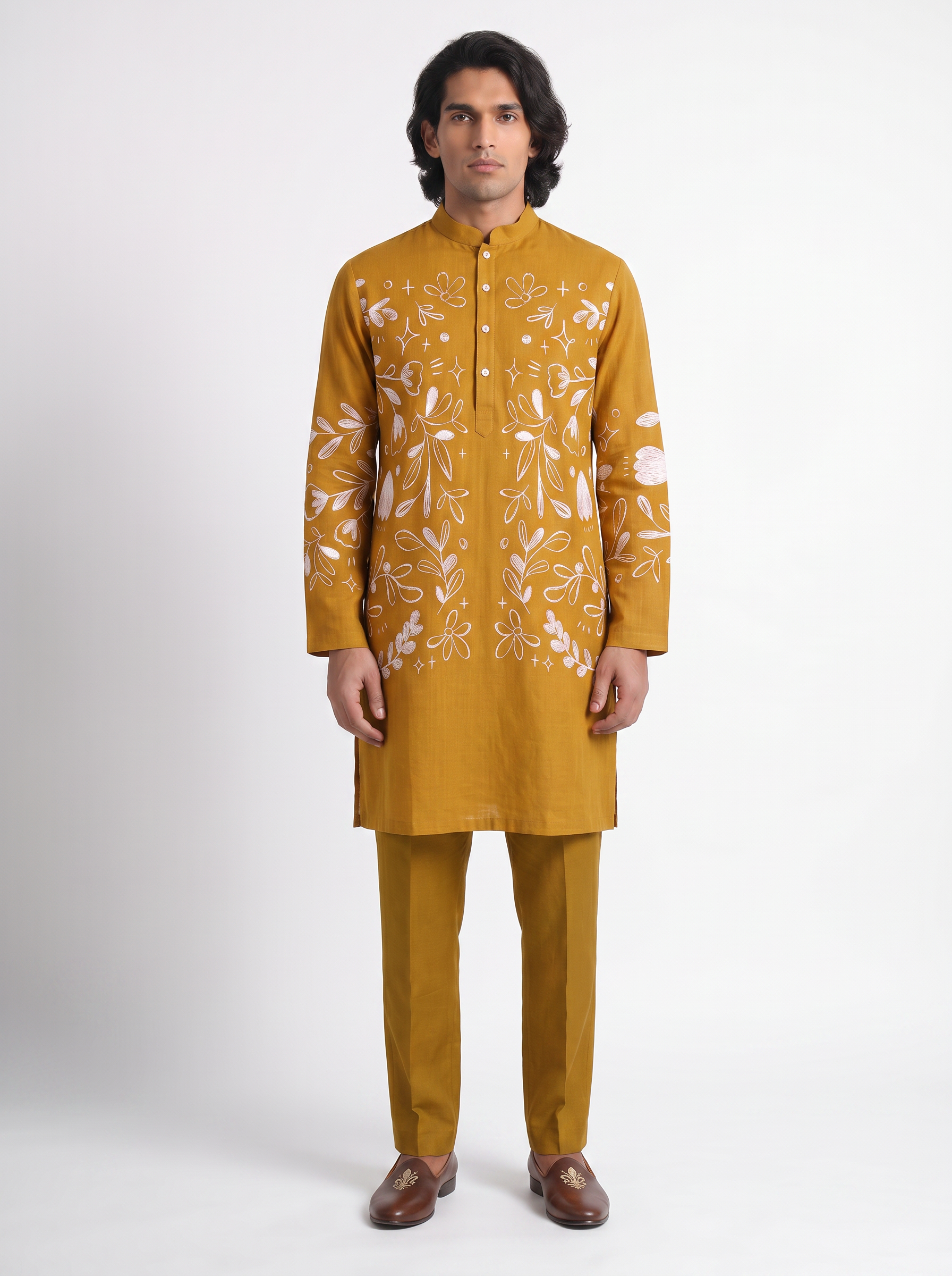 Flowerchild Kurta Yellow Men