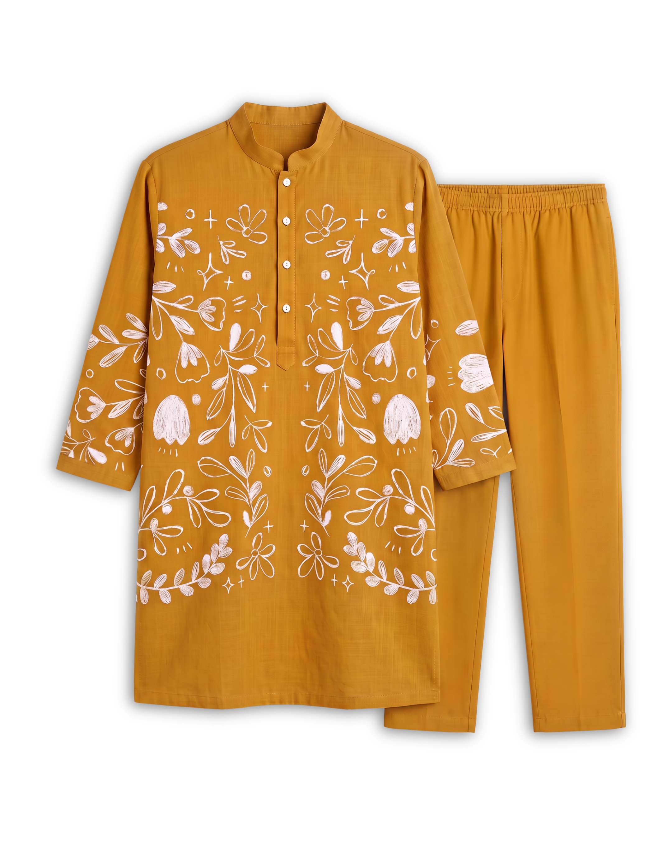 Flowerchild Kurta Set Yellow Men