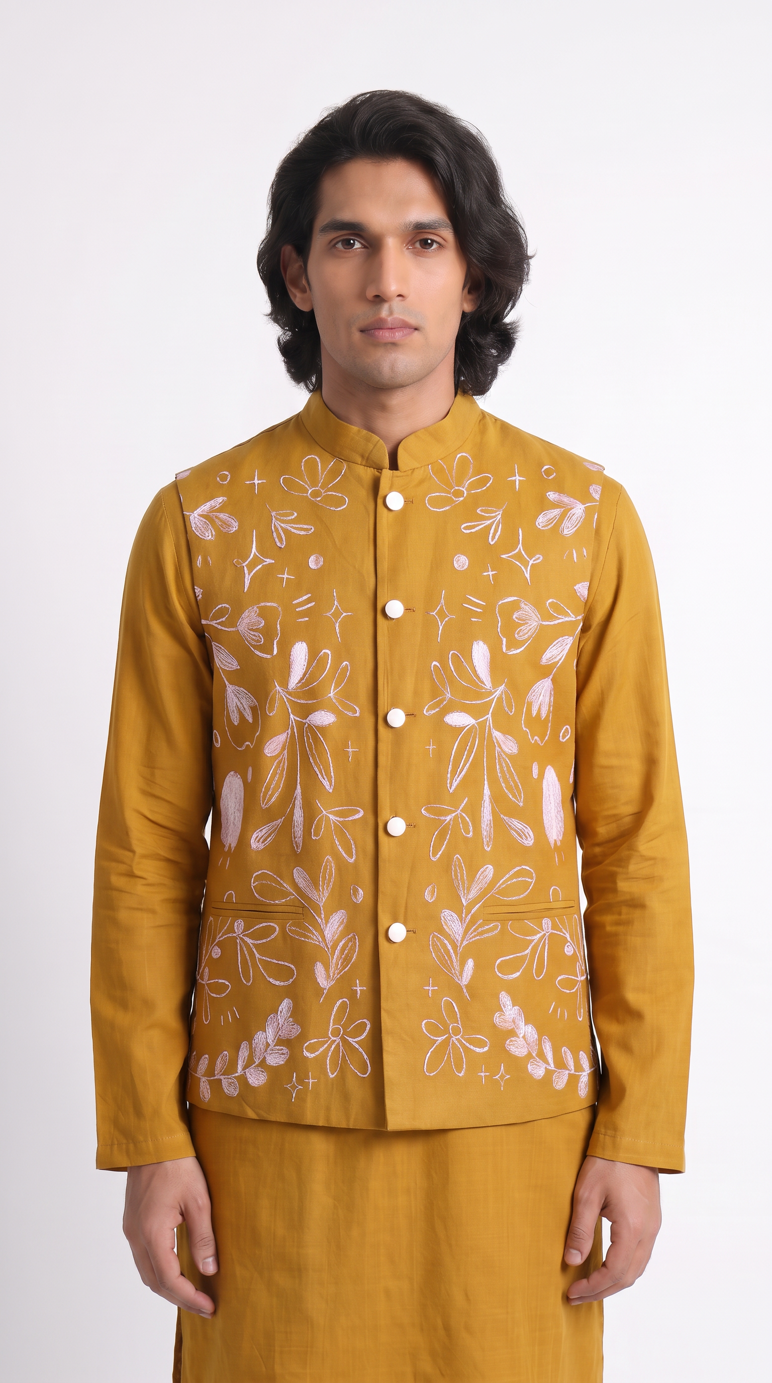 Naymish Men Jackets — Flowerchild Nehru — Yello — Occasion Wear