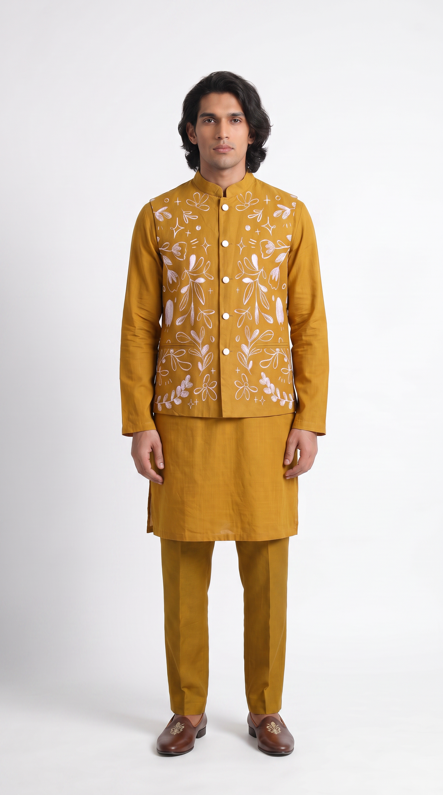 Naymish Men Jackets — Flowerchild Nehru — Yello — Occasion Wear