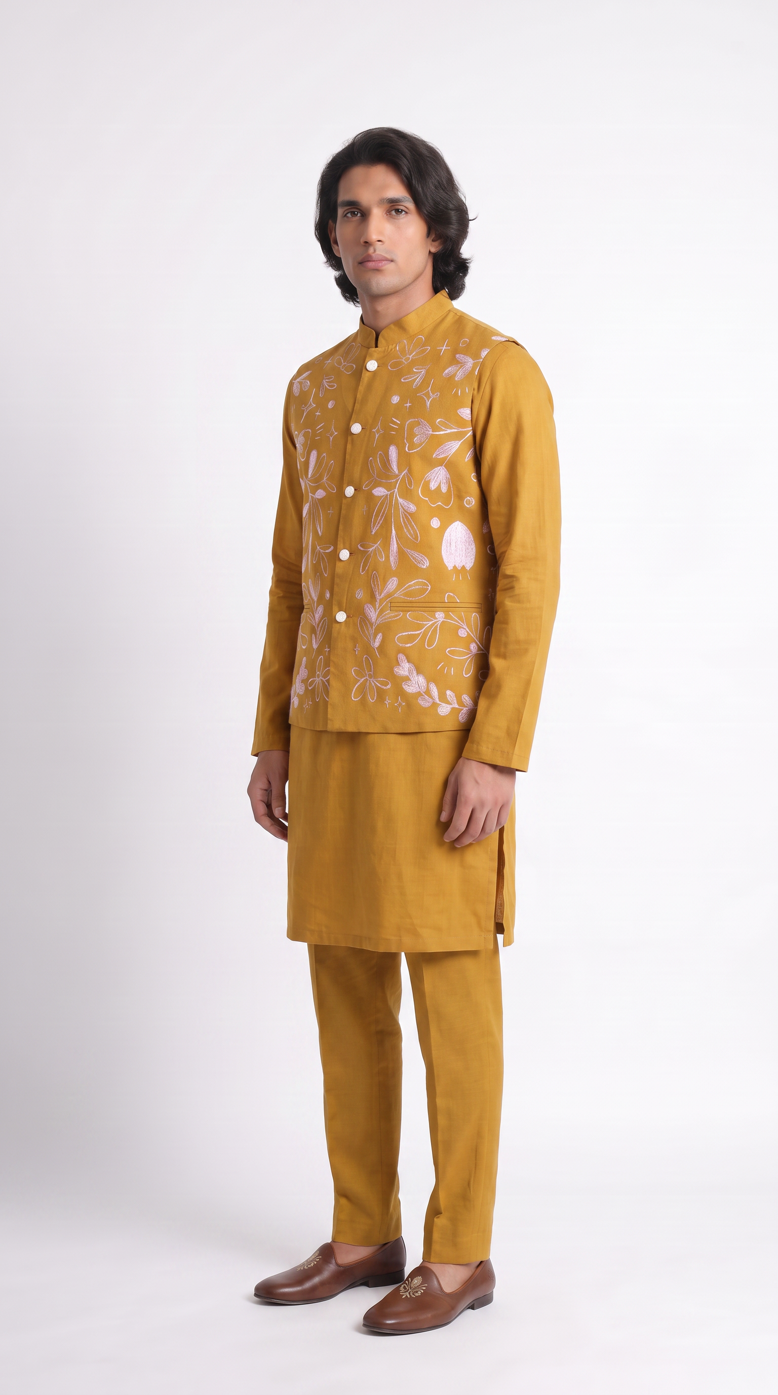 Naymish Men Jackets — Flowerchild Nehru — Yello — Occasion Wear