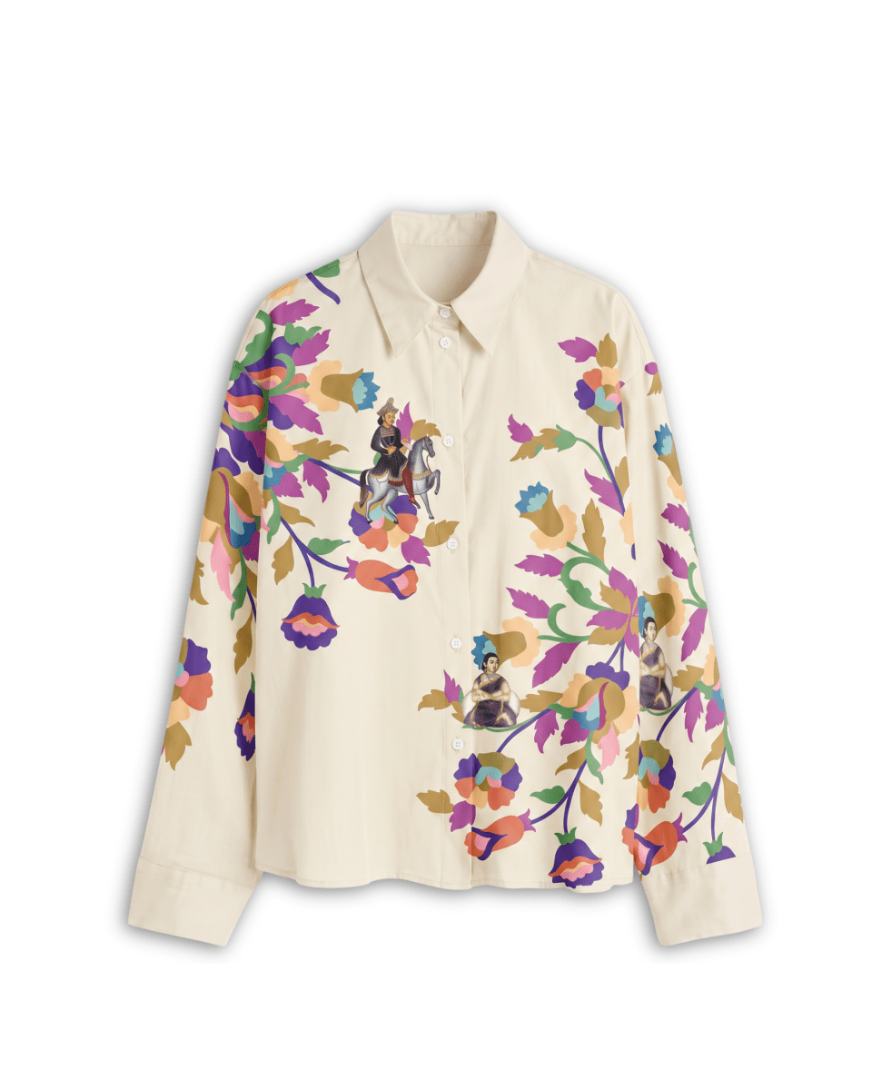Kalighat Floral Graffit Shirt Women - Naymish Designs