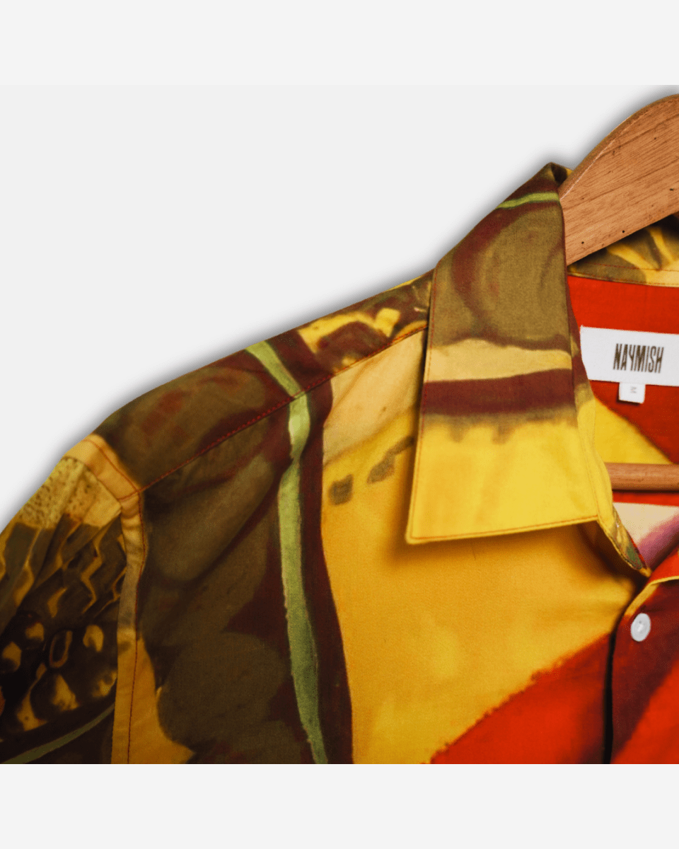 Maala Shirt for Men | Red Yellow | Cotton or Linen - Naymish Designs
