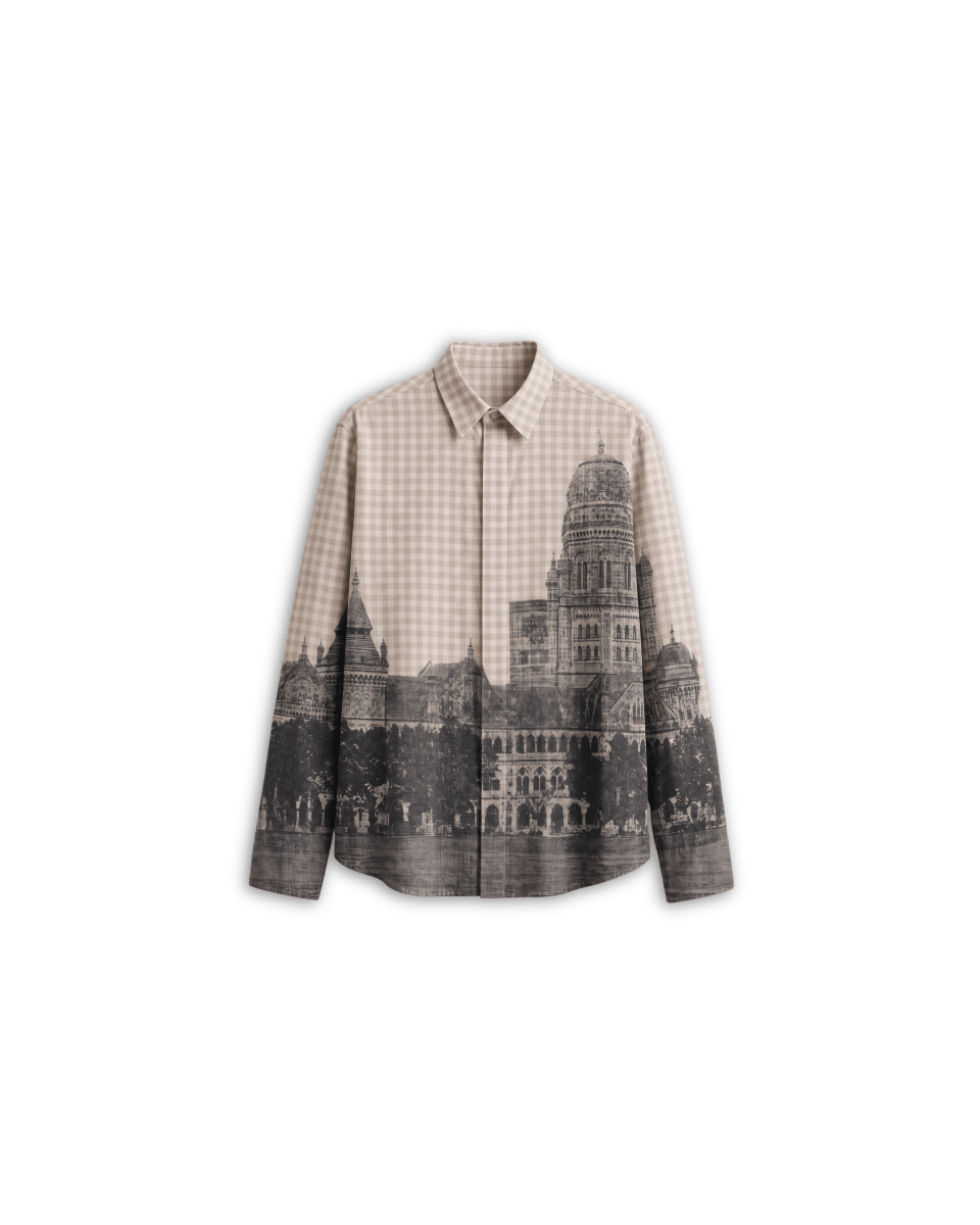 Mumbai Shirt Women - Cotton - Vintage - Beige - Check - Naymish Designs
