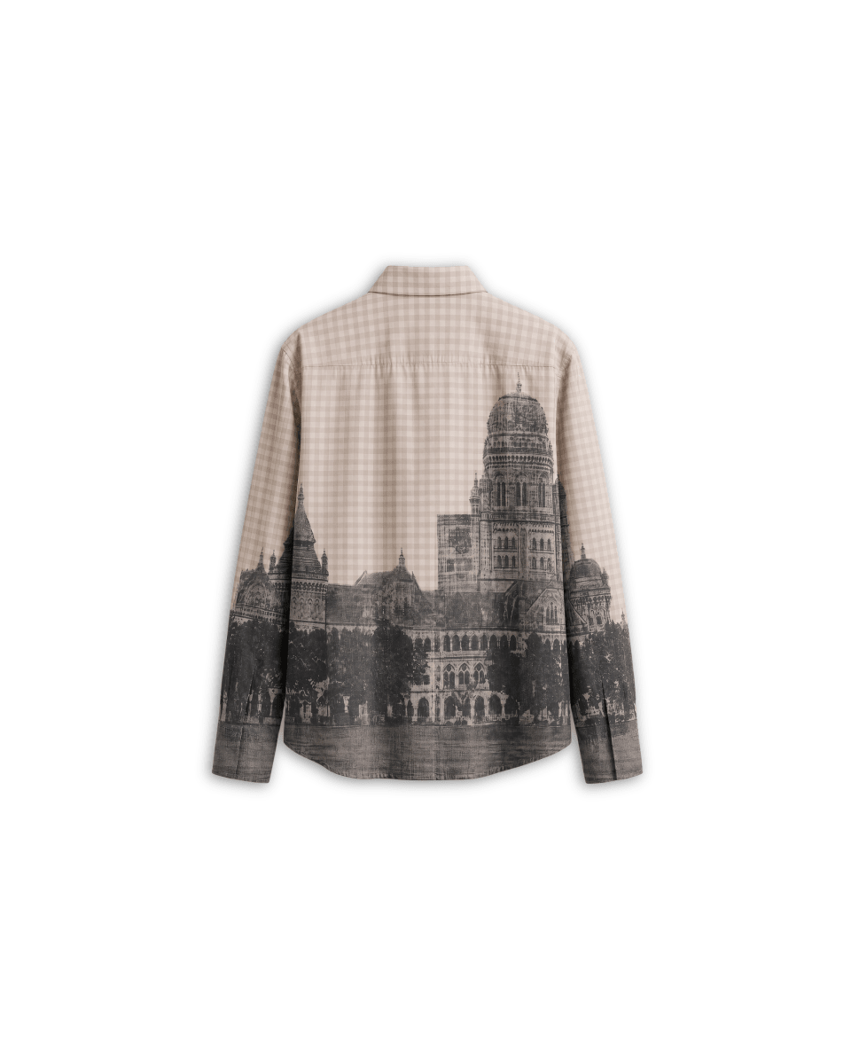 Mumbai Shirt Women - Cotton - Vintage - Beige - Check - Naymish Designs