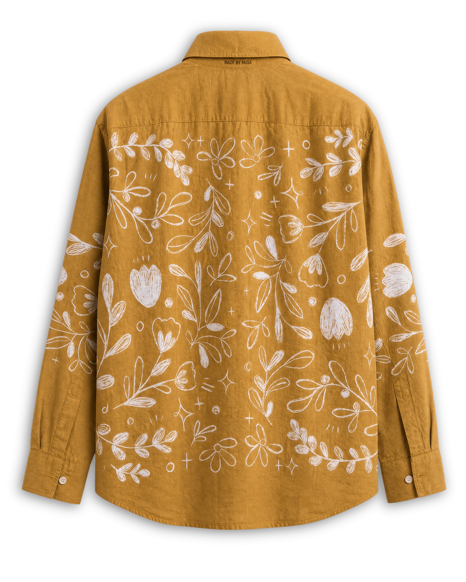 Naymish Cotton Women Shirt — Flowerchild Full Sleeve — Yellow — Signature Wear - Naymish Designs