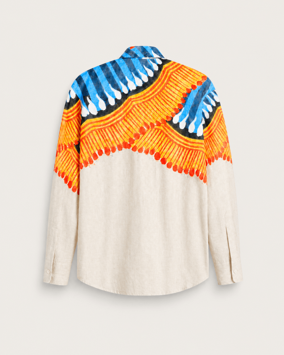Naymish Cotton Women Shirts — Kalighat Fire — Off White - Naymish Designs