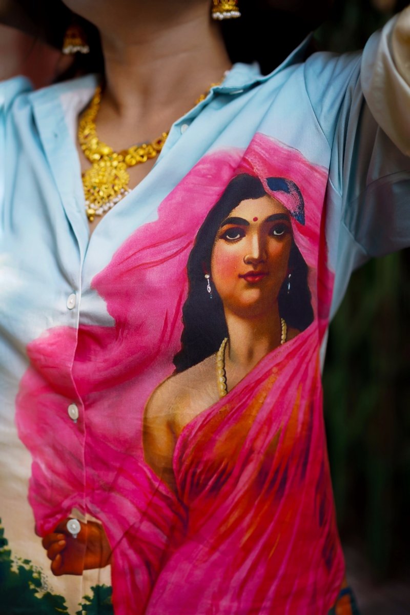Padmini Blue Shirt for Women - Luxury Designer | Soft Cotton or Pure Linen - Naymish Designs