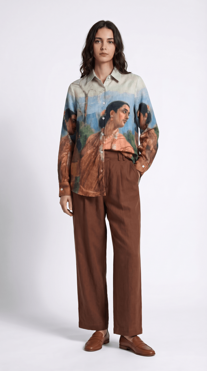 Shakuntala Women - Shirt Women - Raja Ravi Varma - Shirt for Women Luxury Designer | Soft Cotton or Pure Linen - Naymish Designs