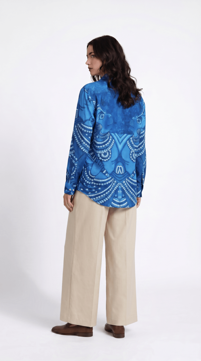 Vanaryugalam Women Shirt - Blue - Cotton or Linen - Naymish Designs