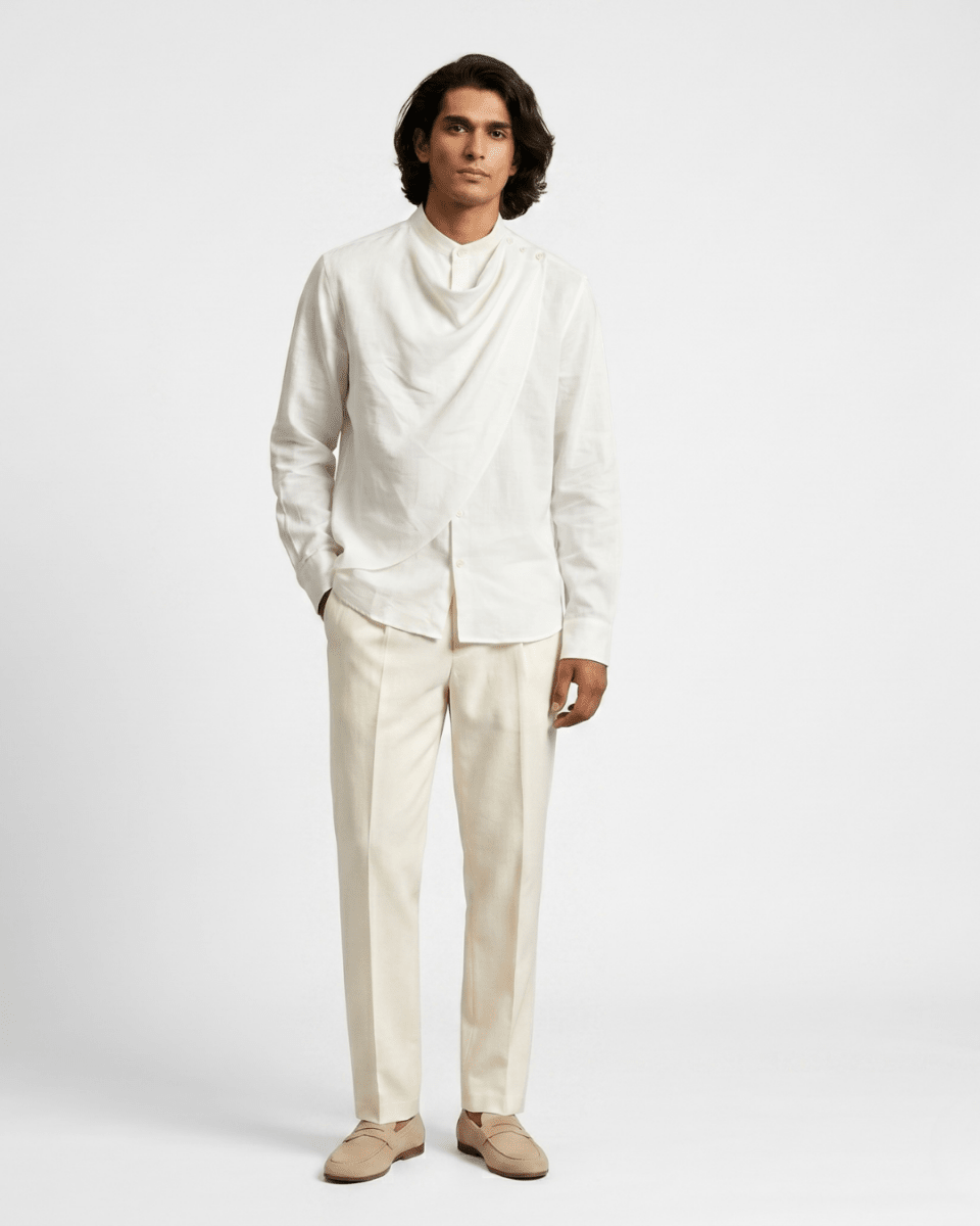 White Cowl Men Shirt - Naymish Designs