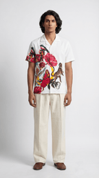 16 Bit Retro Mens Cotton Casual Shirts White Half Sleeve Resort Collar - Naymish Designs