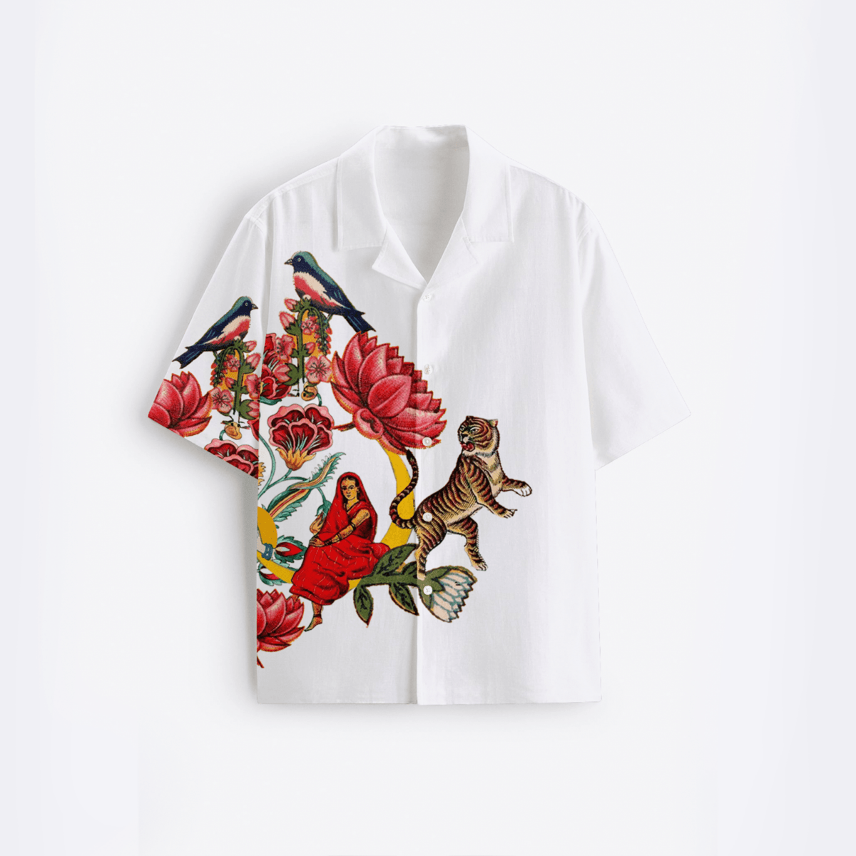 16 Bit Retro Mens Cotton Casual Shirts White Half Sleeve Resort Collar - Naymish Designs