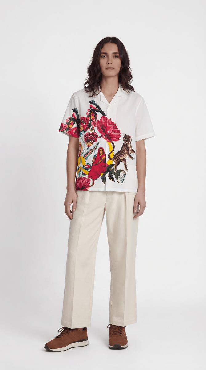 16 Bit Shirt women matchbox art Casual Shirts White Half Sleeve Resort Collar - Naymish Designs