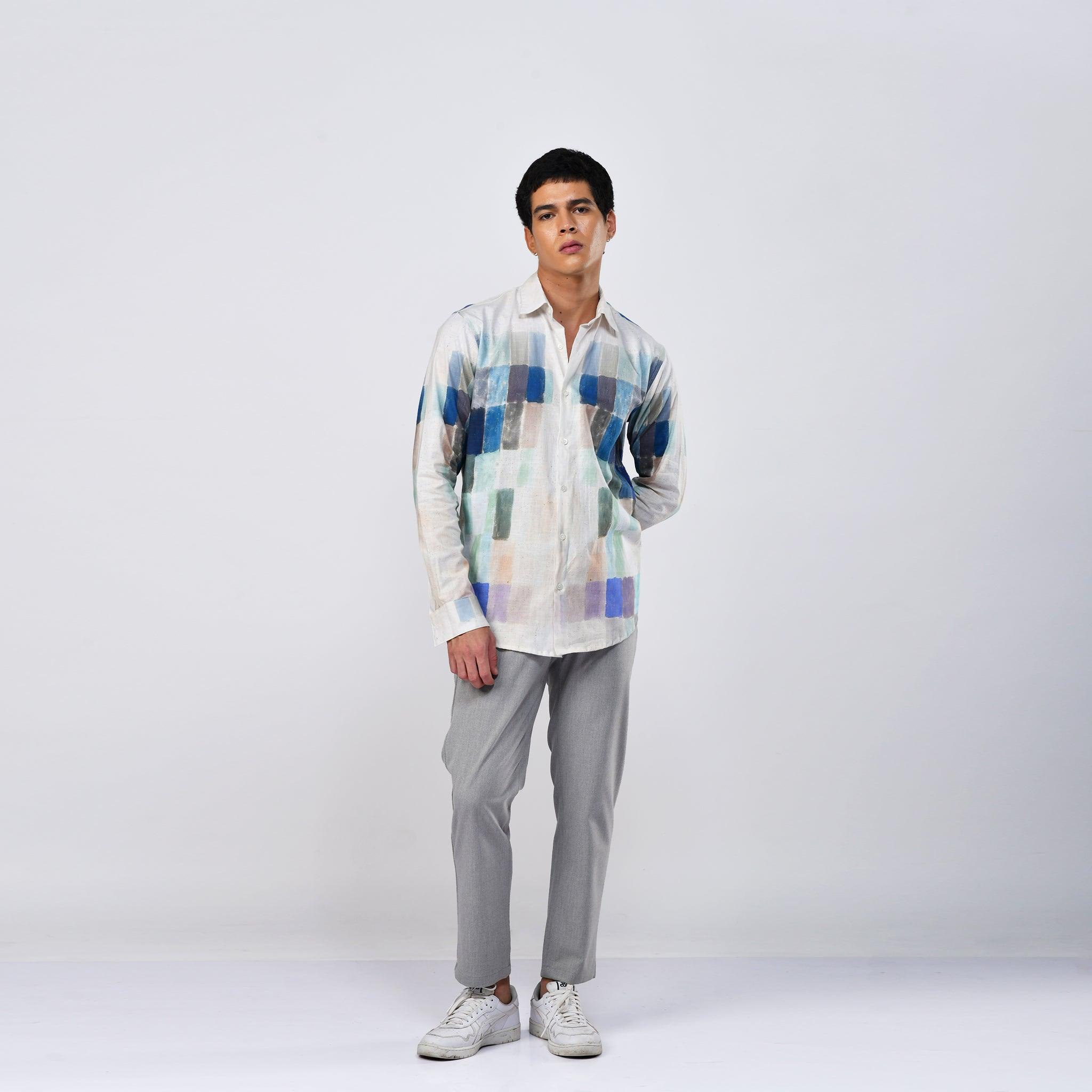 Mosaic White Shirts for Men