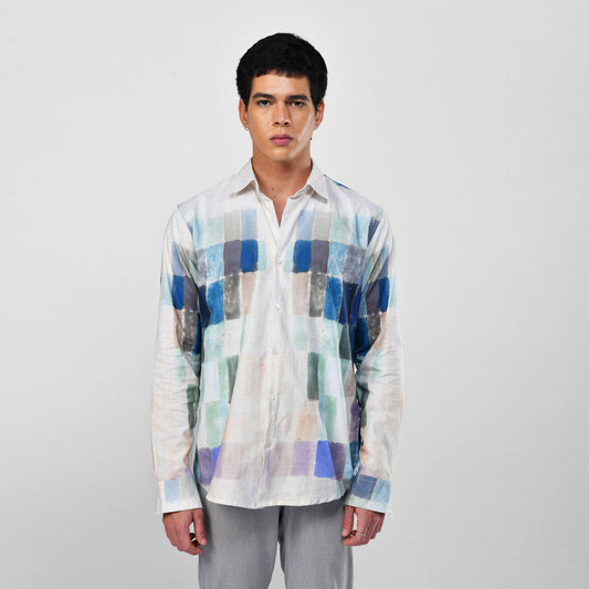 Mosaic White Shirts for Men