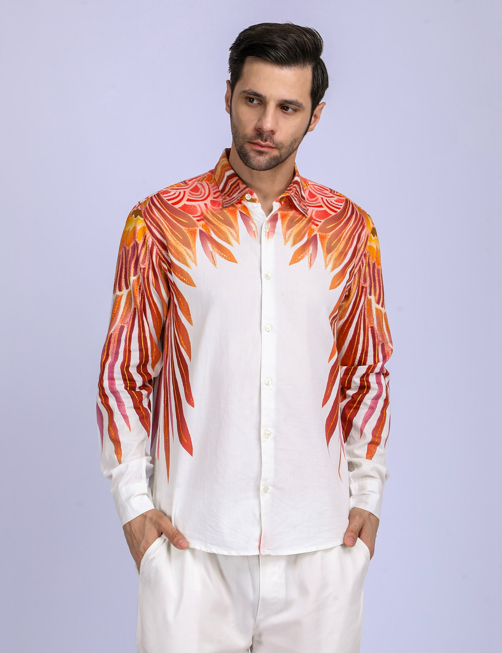 Birds of Flight - White party wear shirts for men