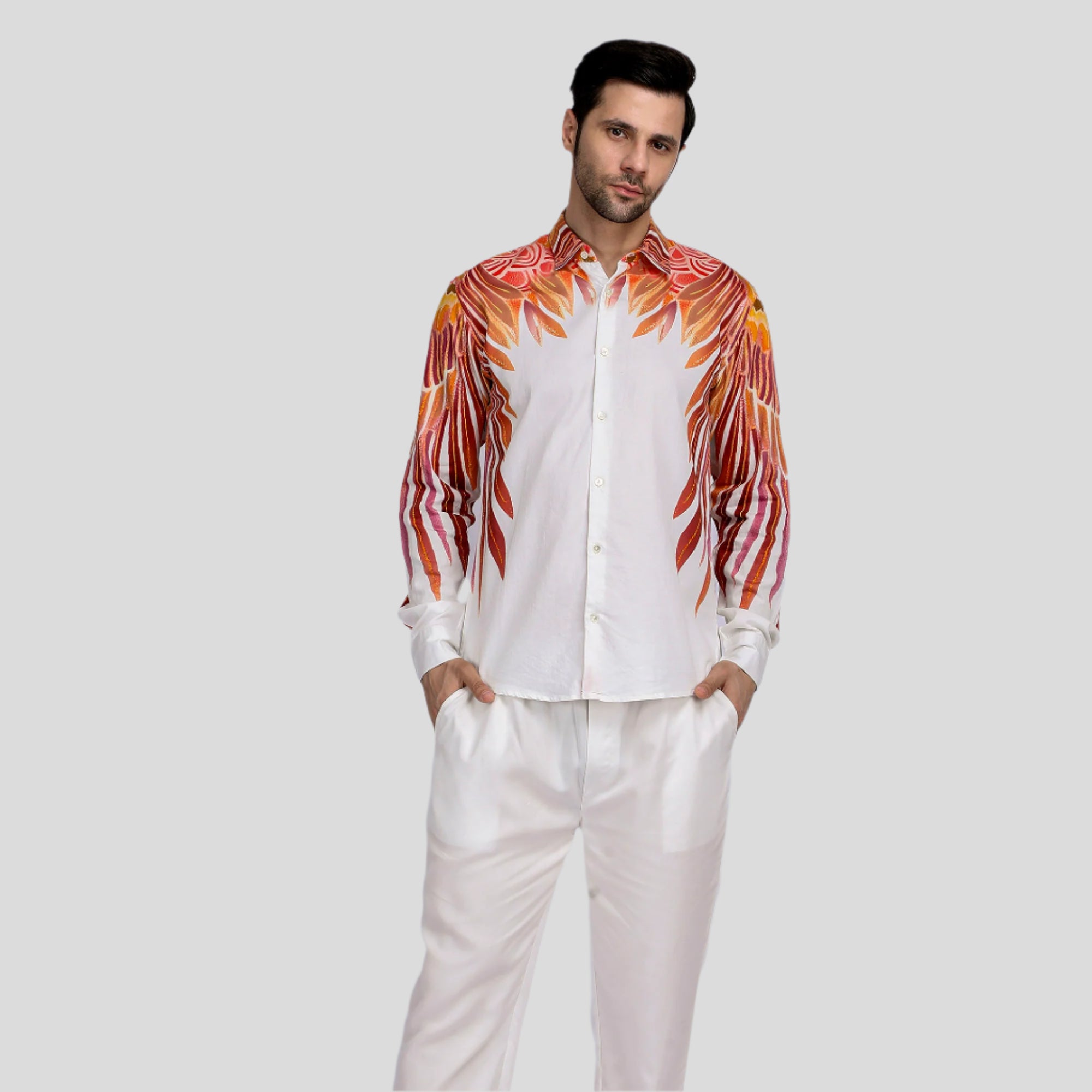 Birds of Flight - White party wear shirts for men