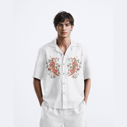 roar roses resort shirts men