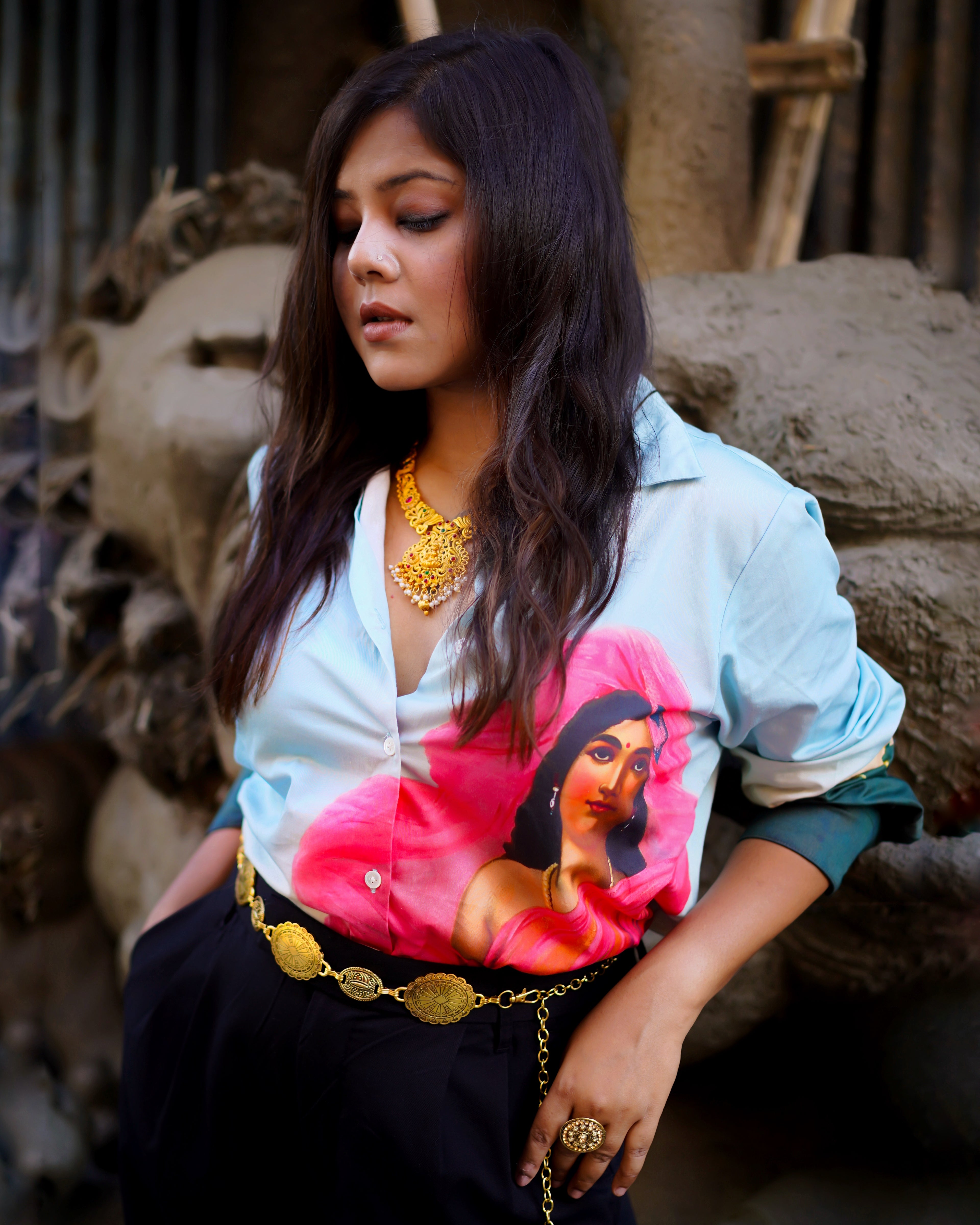 Women Shirts  for Summers in Cotton - Padmini Blue