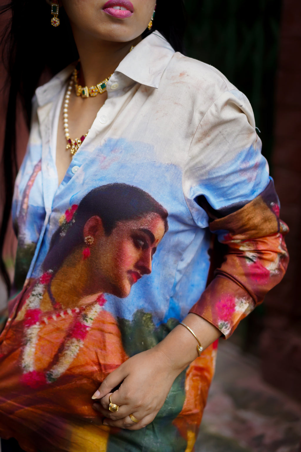 Shakuntala by Raja Ravi Varma - Shirt for Women Luxury Designer | Soft Cotton or Pure Linen 