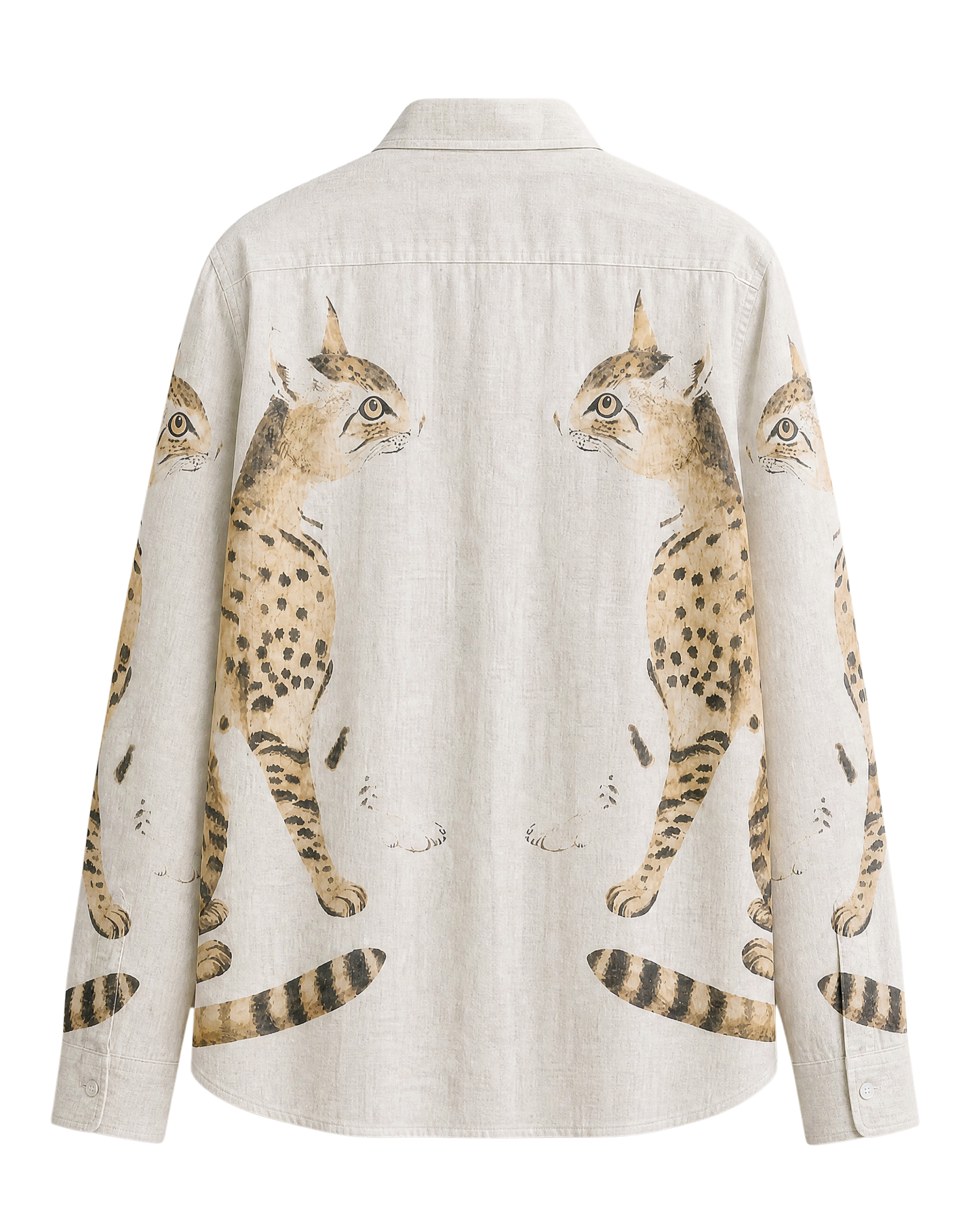 Serval Supermodel Shirt - Men - White - Cat Print