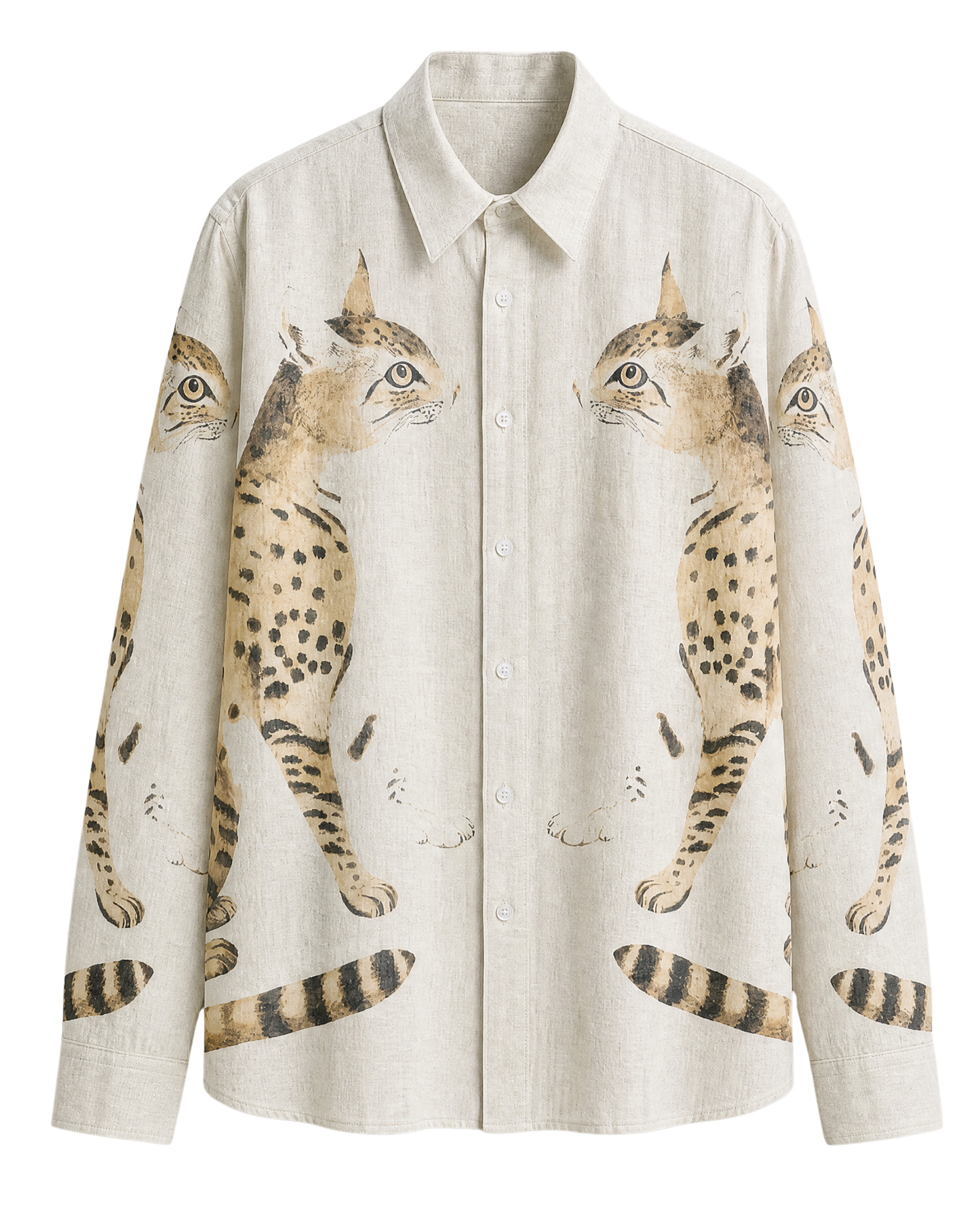 Serval Supermodel Shirt - Men - White - Cat Print
