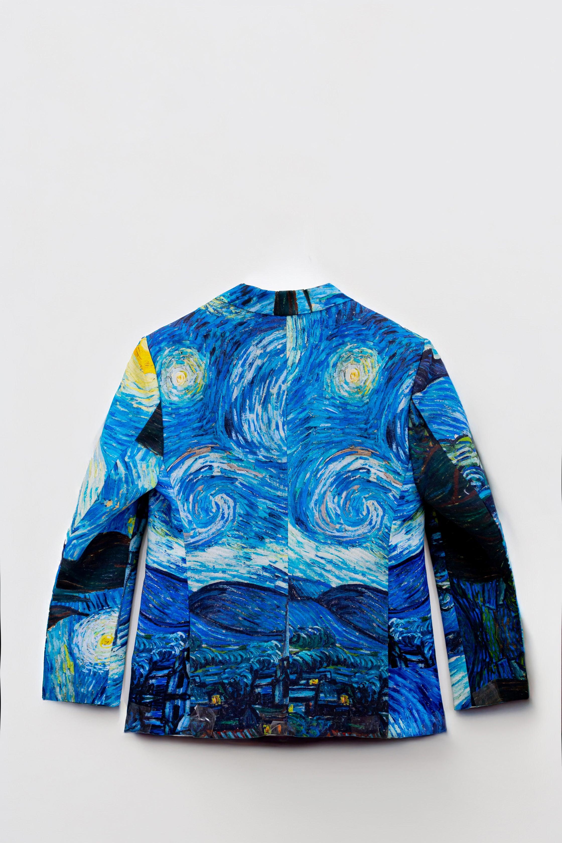 Jackets - Starry Nights by Van Gogh - Blue Cotton Blazer Unisex