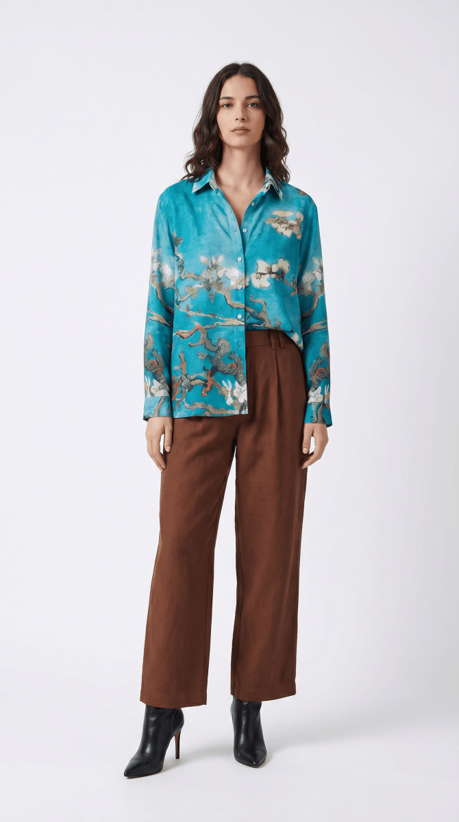 Almond Blossom Shirt for Women Art Shirt now Available in Cotton and Linen - Naymish Designs