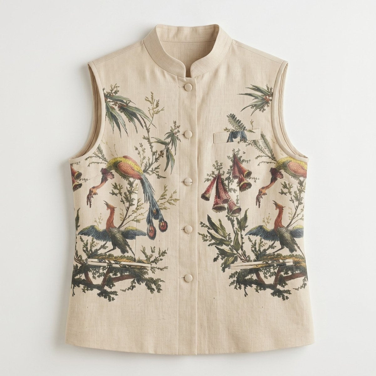 Aviary Bloom Nehru Waistcoat Women - Naymish Designs
