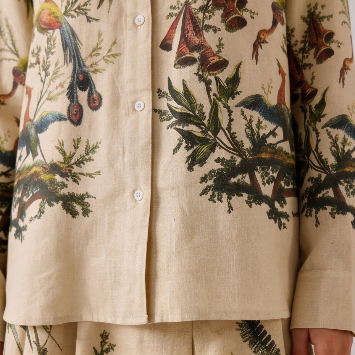 Aviary Bloom Shirt Men - Printed Giza Cotton Shirt - Naymish Designs