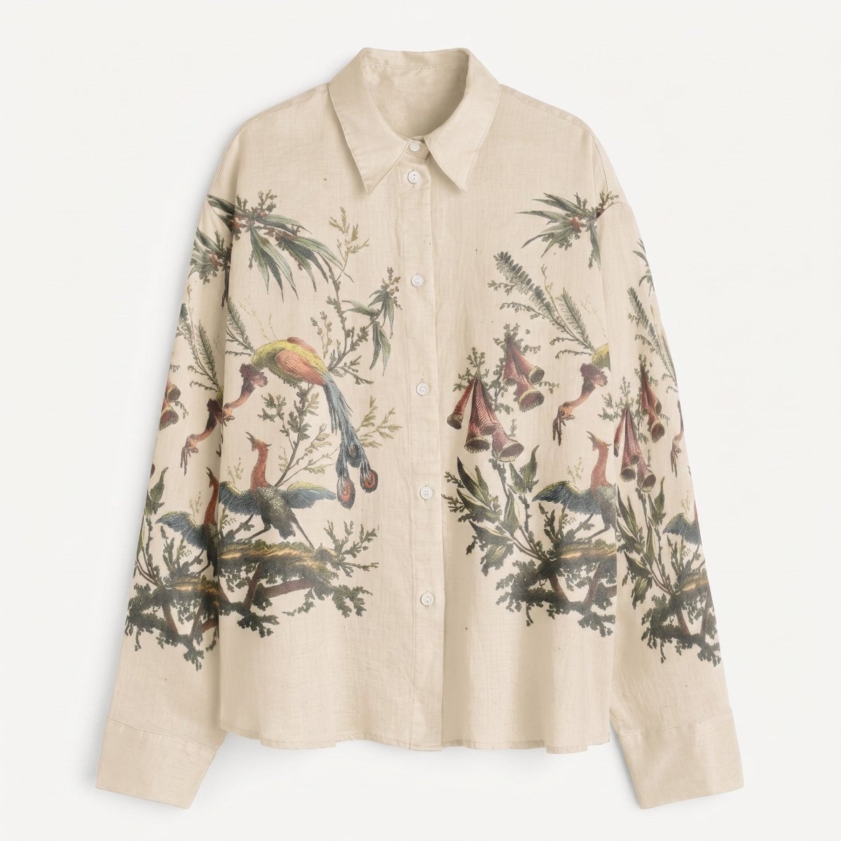 Aviary Bloom Shirt Men - Printed Giza Cotton Shirt - Naymish Designs