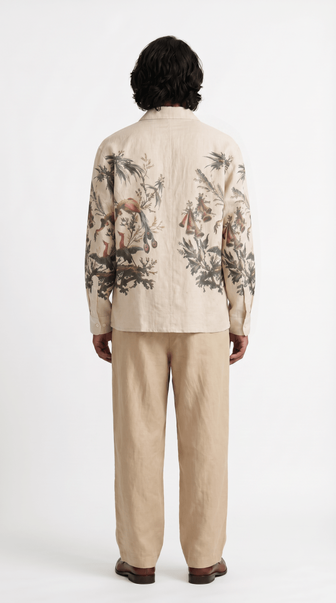 Aviary Bloom Shirt Men - Printed Giza Cotton Shirt - Naymish Designs