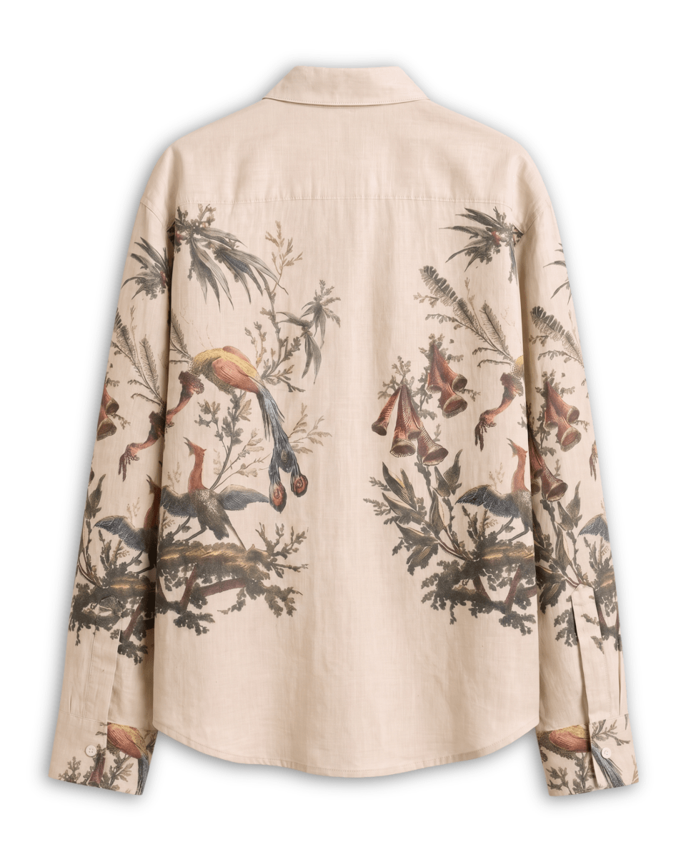 Aviary Bloom Shirt Women - Printed Giza Cotton Shirt - Naymish Designs