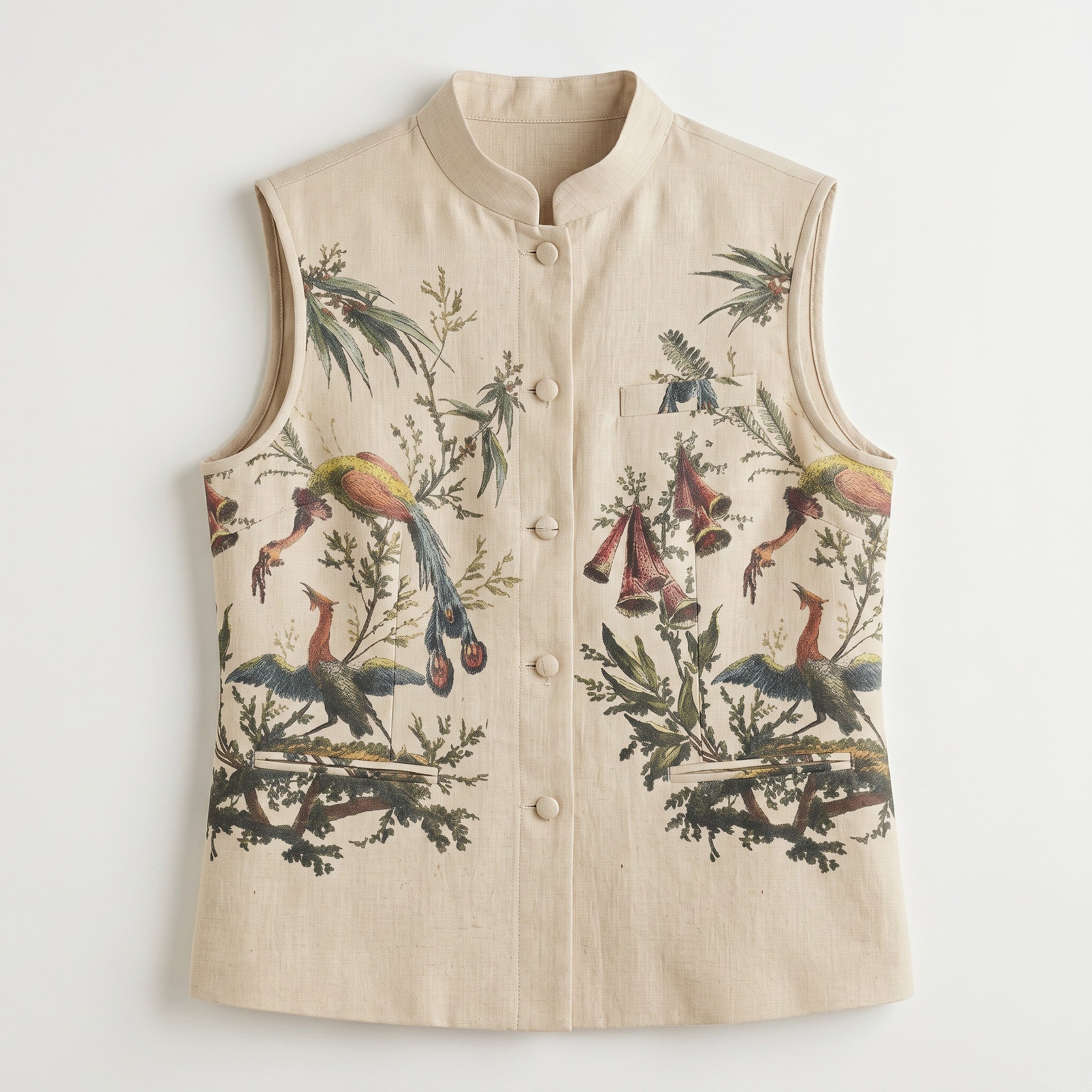 Aviary Bloom Nehru Waistcoat Women - vest detail