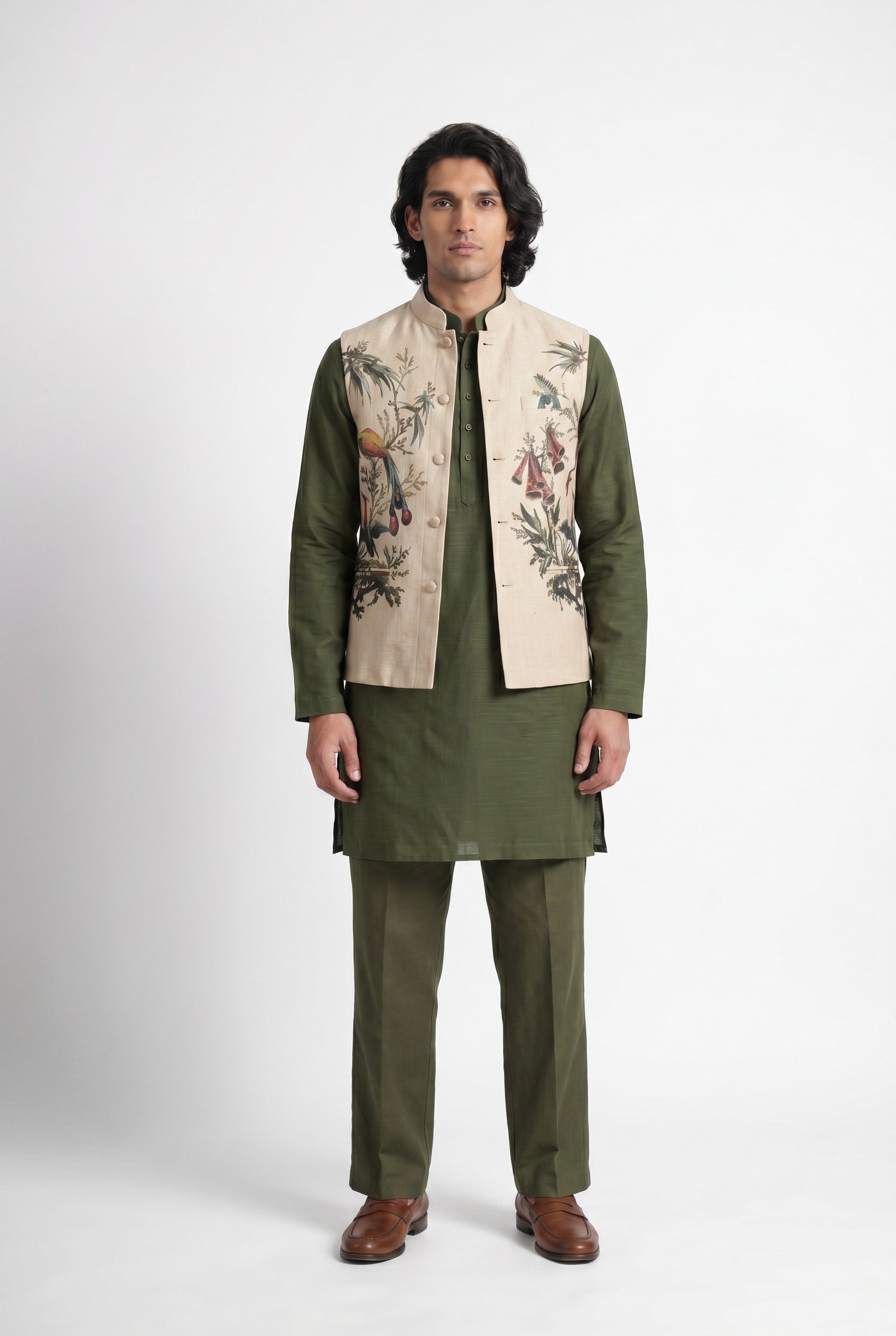 Aviary Bloom Nehru Waistcoat Women - full outfit