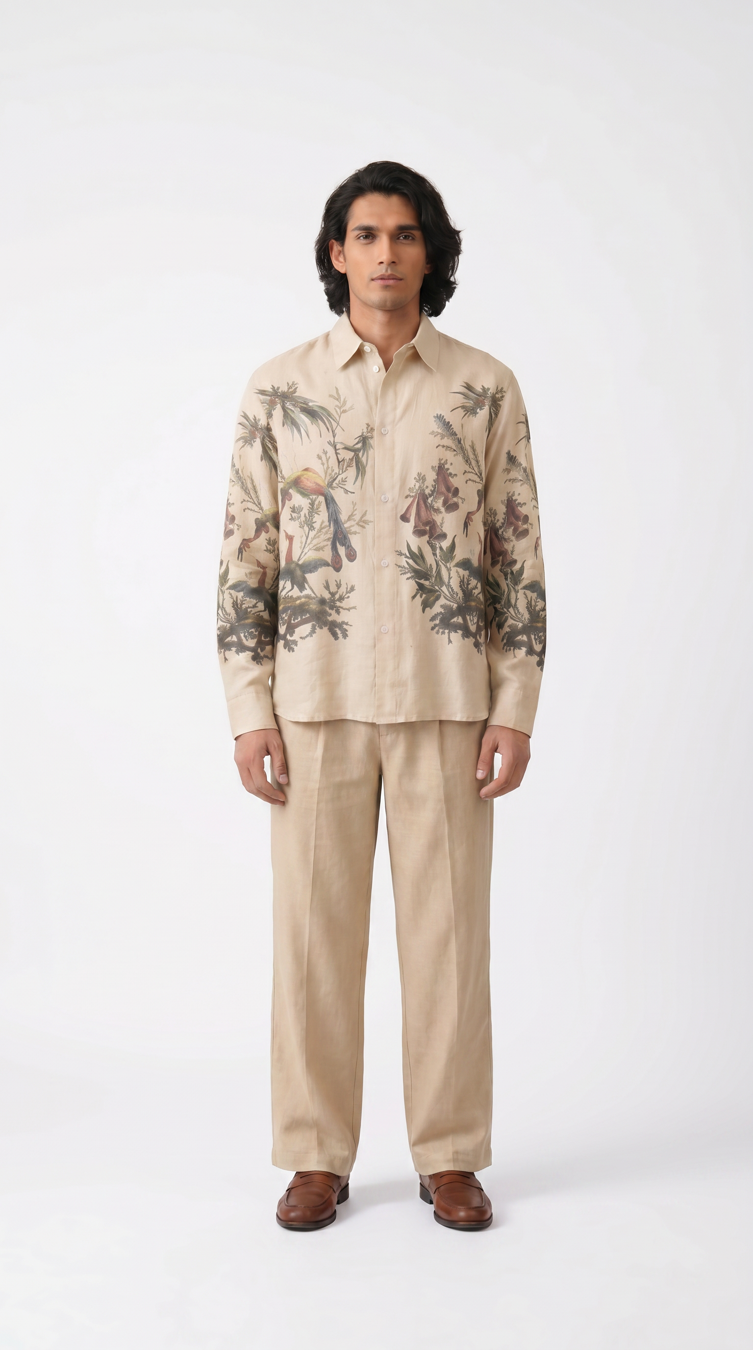 Aviary Bloom Shirt Men - full length front view