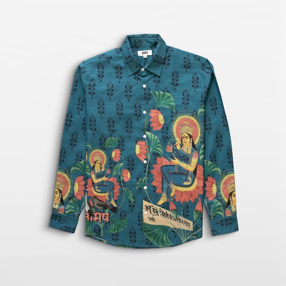 Bharat Montage Blue Indian Print Shirts for Women - Naymish Designs