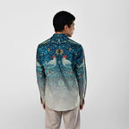 Bird Weave Shirt for Men Blue Available in Cotton and Linen - Naymish Designs