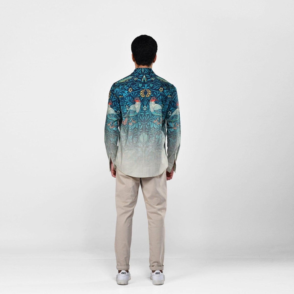 Bird Weave Shirt for Men Blue Available in Cotton and Linen - Naymish Designs