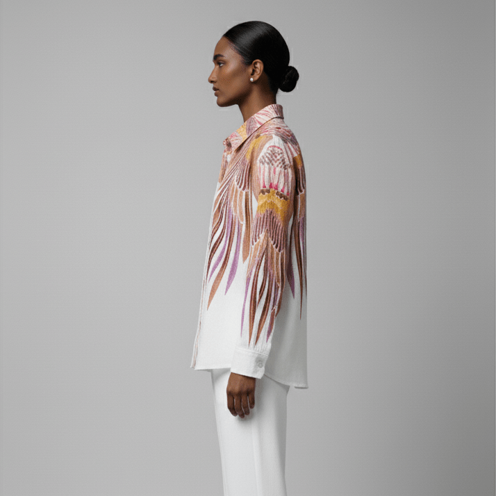 Birds of Flight White Shirt for Women - Naymish Designs