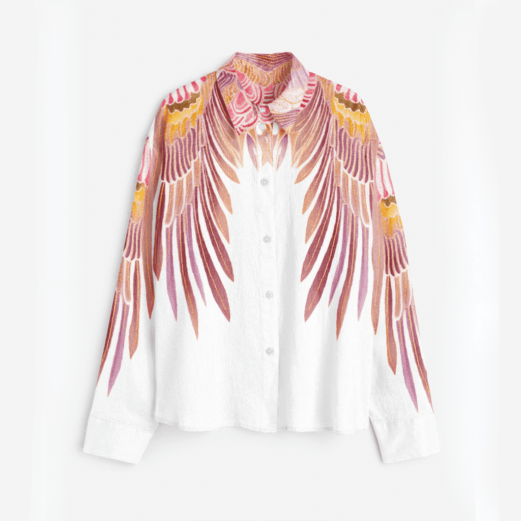 Birds of Flight White Shirt for Women - Naymish Designs