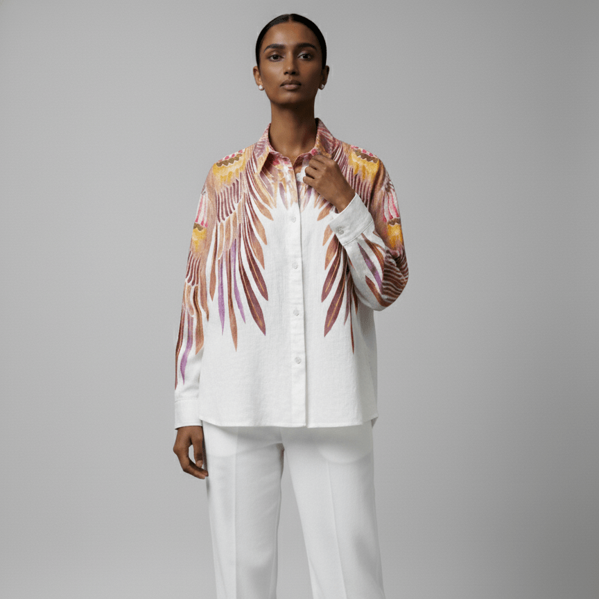 Birds of Flight White Shirt for Women - Naymish Designs