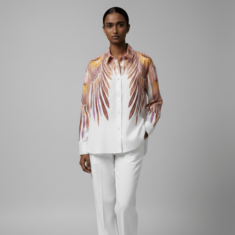 Birds of Flight White Shirt for Women - Naymish Designs