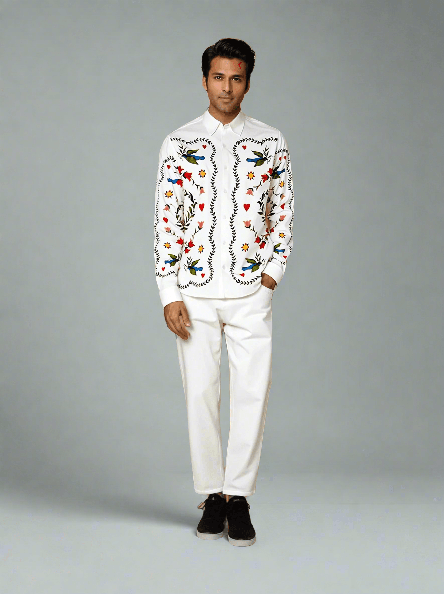 Blissful Meadow - Luxury Designer Shirt | Soft Cotton or Pure Linen | Partywear shirt for Men - Naymish Designs