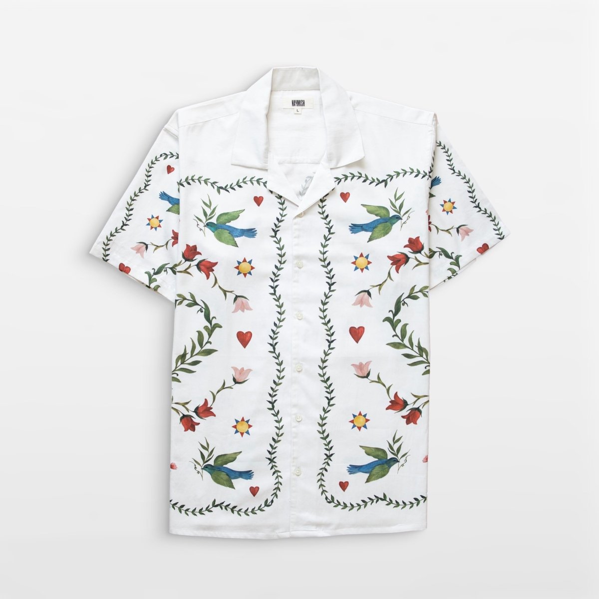 Blissful Meadow - White Summer Shirts for Men - Naymish Designs