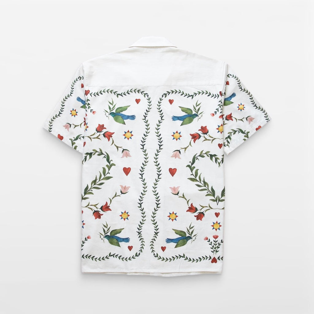 Blissful Meadow - White Summer Shirts for Men - Naymish Designs